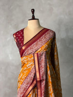 Mustard yellow Chanderi silk cotton saree- PBR36F