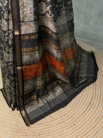 Black Chanderi silk cotton saree- PBR36G