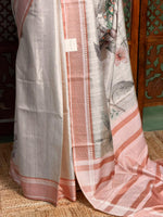 Sandal soft Tusser Silk saree- PBR33T12