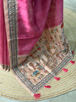 Magenta Tusser Silk saree- PBR33T3