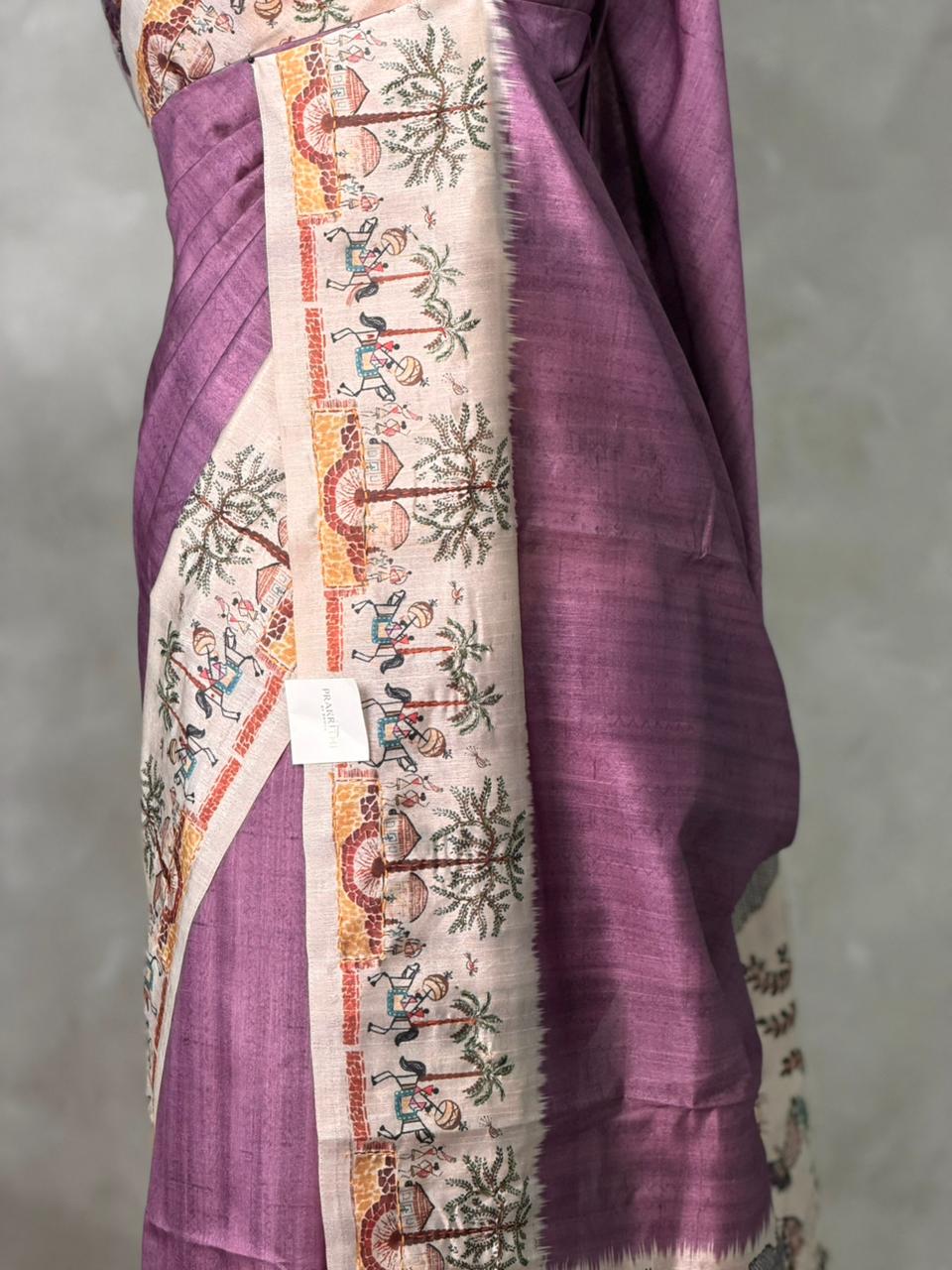 Mauve shade Tusser Silk saree- PBR33T5