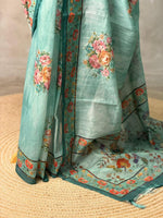 Blue mul chanderi saree- PBR26G3