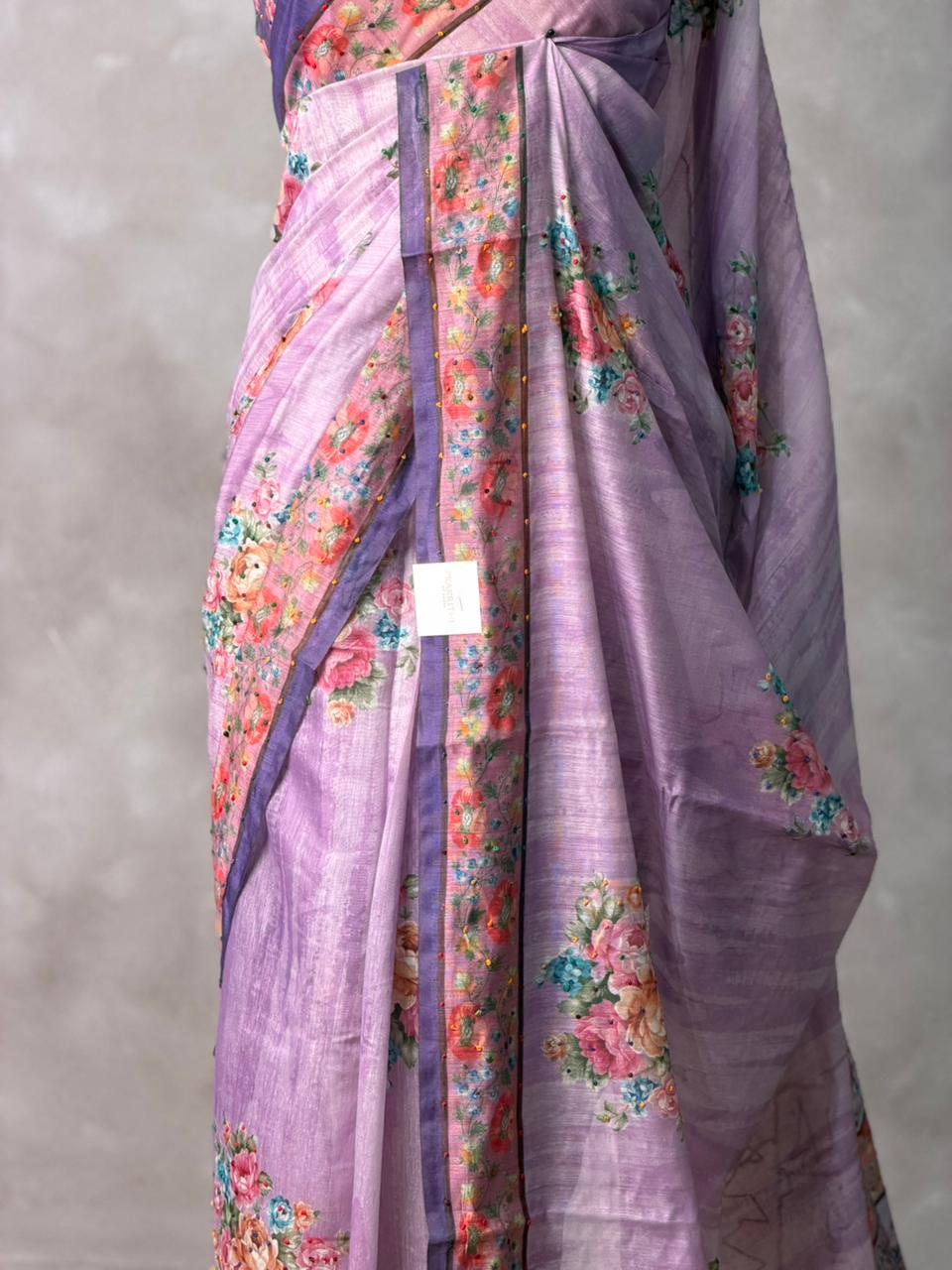 Lavender mul chanderi saree- PBR26G2