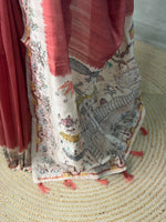 Brick shade Tusser Silk saree- PBR33T6
