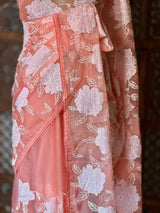 Peach Pure organza Silk saree- PBR37A