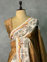 Mustard yellow Tusser Silk saree- PBR33T7