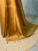 Mustard yellow Soft semi Tusser Silk saree- PBR33T18A