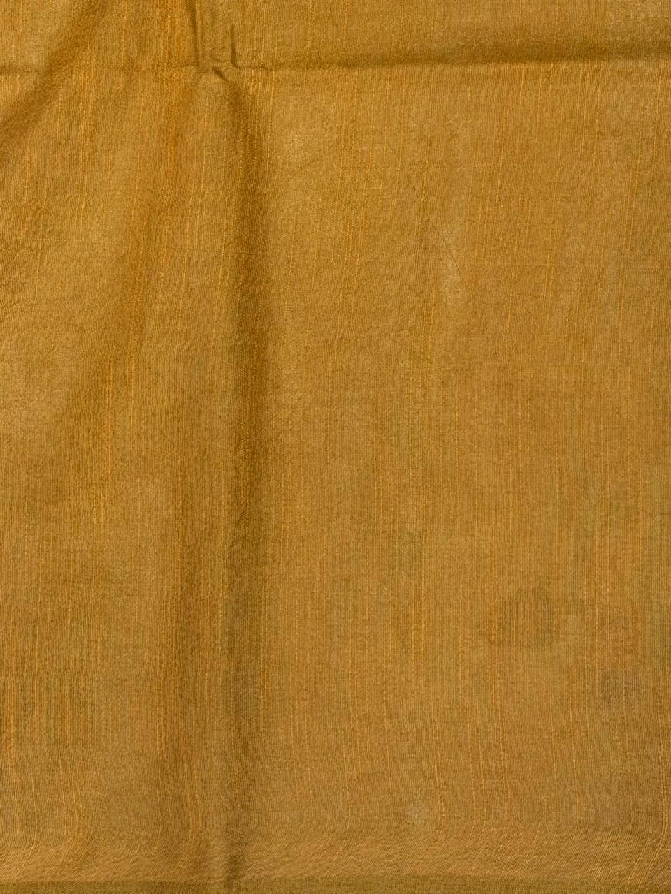Mustard yellow Soft semi Tusser Silk saree- PBR33T18A