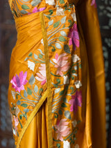 Mustard yellow semi tusser Silk saree- PBR38