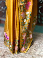 Mustard yellow semi tusser Silk saree- PBR38