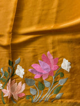 Mustard yellow semi tusser Silk saree- PBR38