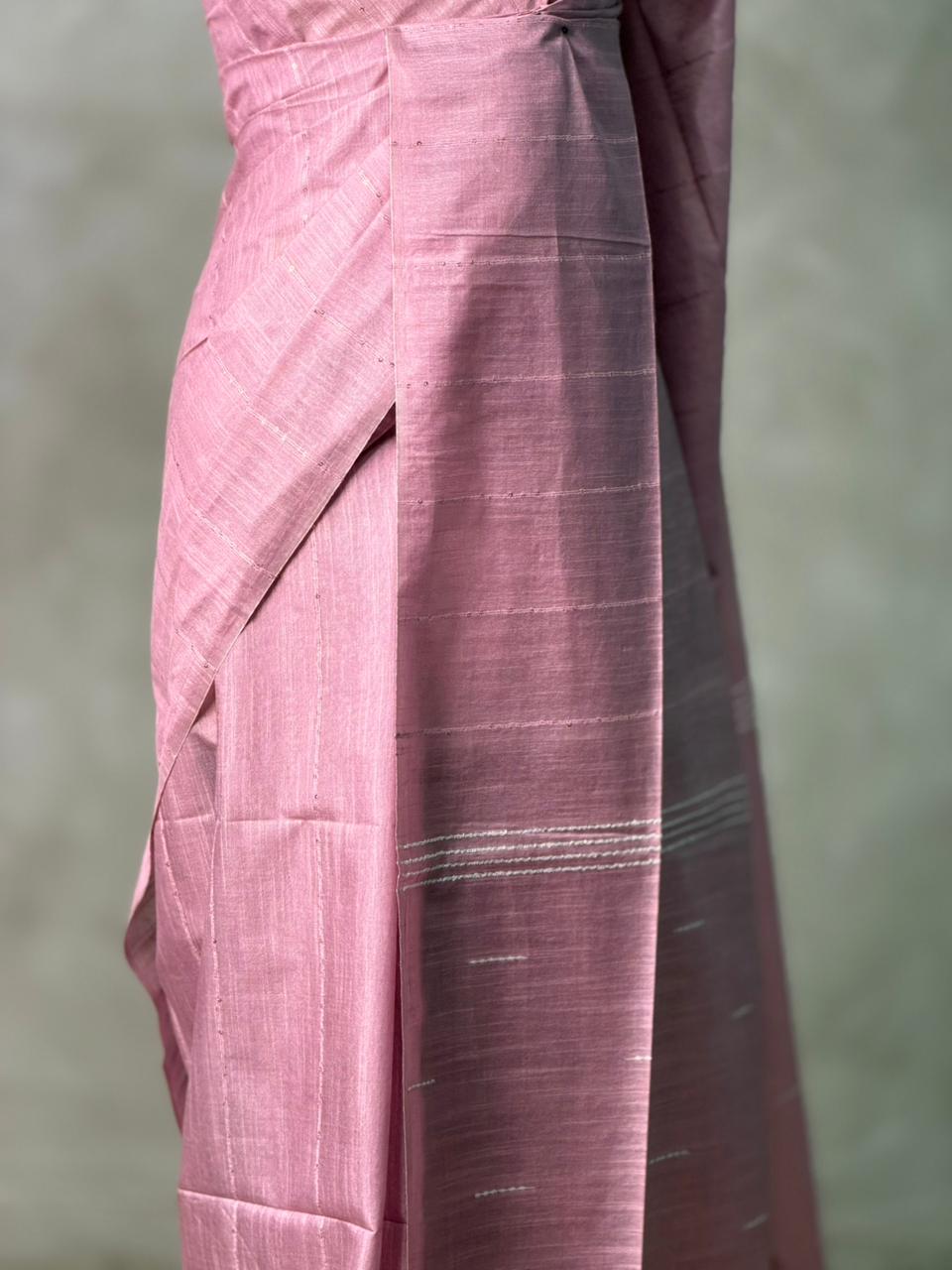 Mauve Pink Soft semi Tusser Silk saree- PBR33T18C