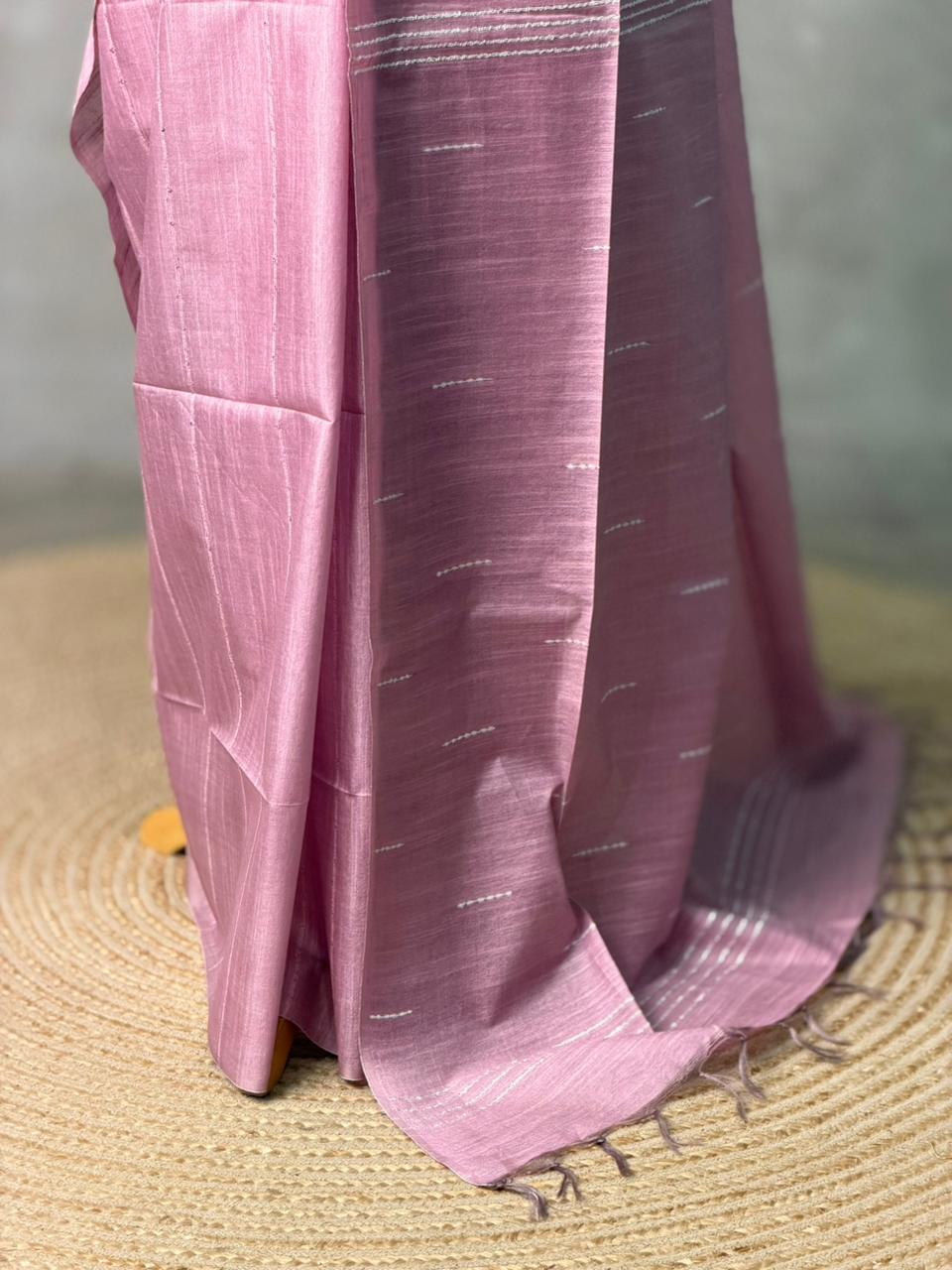Mauve Pink Soft semi Tusser Silk saree- PBR33T18C