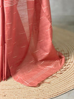 Dark Peach Soft semi Tusser Silk saree- PBR33T18D