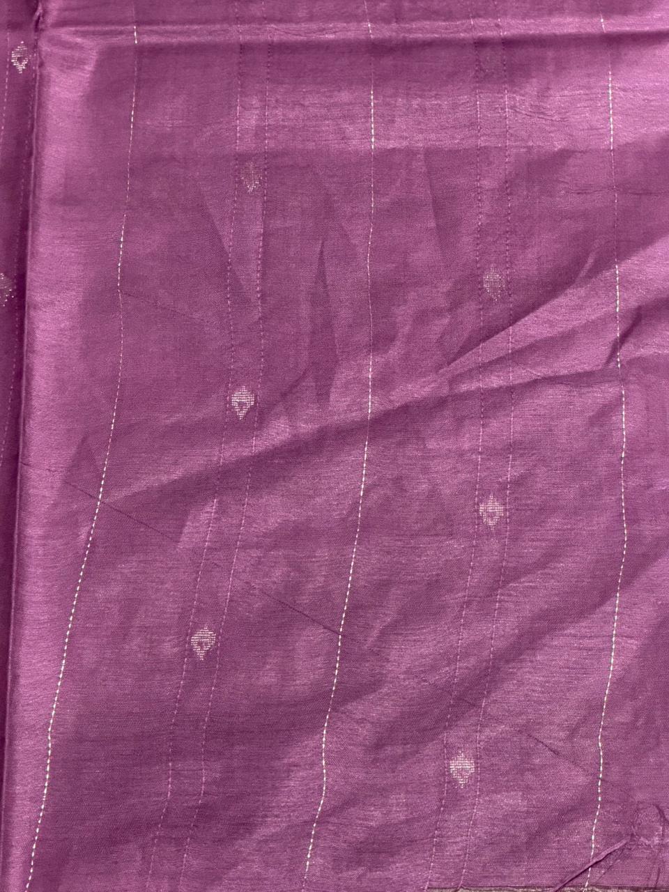 Lilac Pink Soft semi Tusser Silk saree- PBR33T18E
