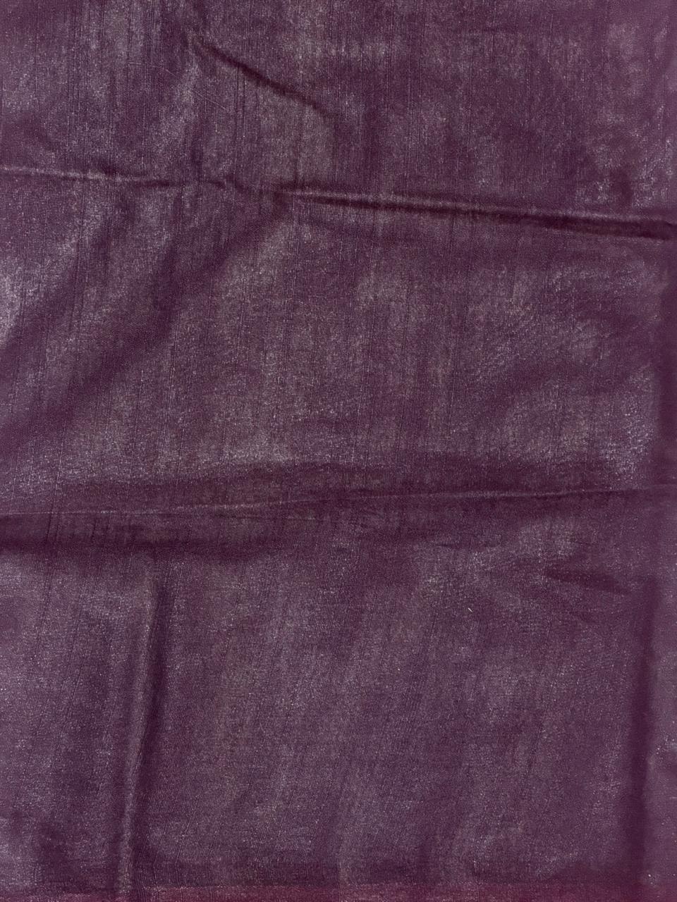 Dark Wine Soft semi Tusser Silk saree- PBR33T18F