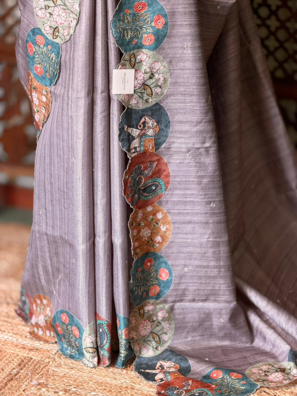 Grey semi Tusser Silk saree- PBR39