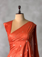Rust orange Soft semi Tusser Silk saree- PBR33T18G
