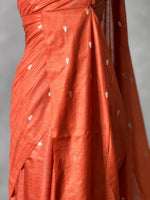 Rust orange Soft semi Tusser Silk saree- PBR33T18G