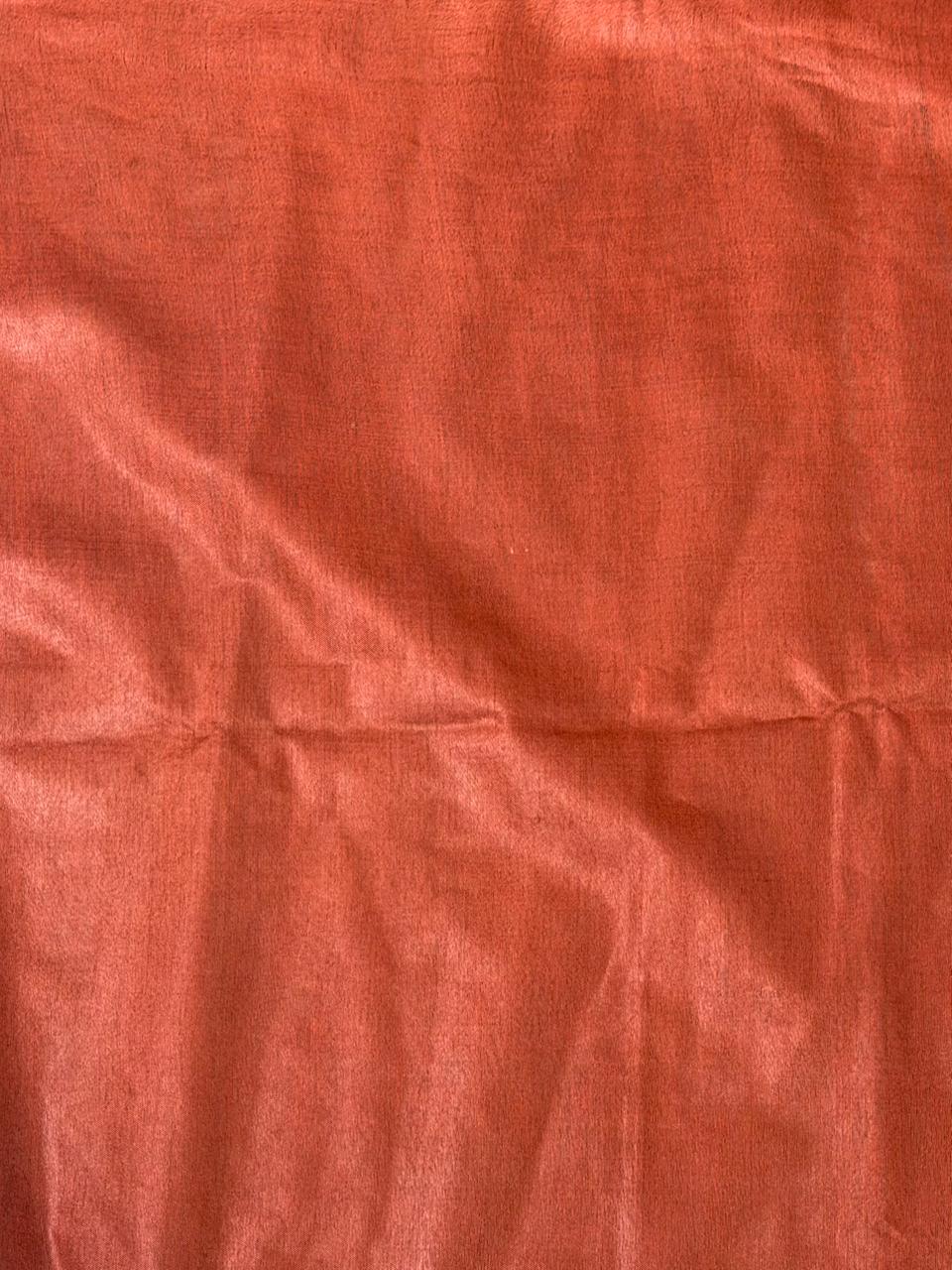 Rust orange Soft semi Tusser Silk saree- PBR33T18G