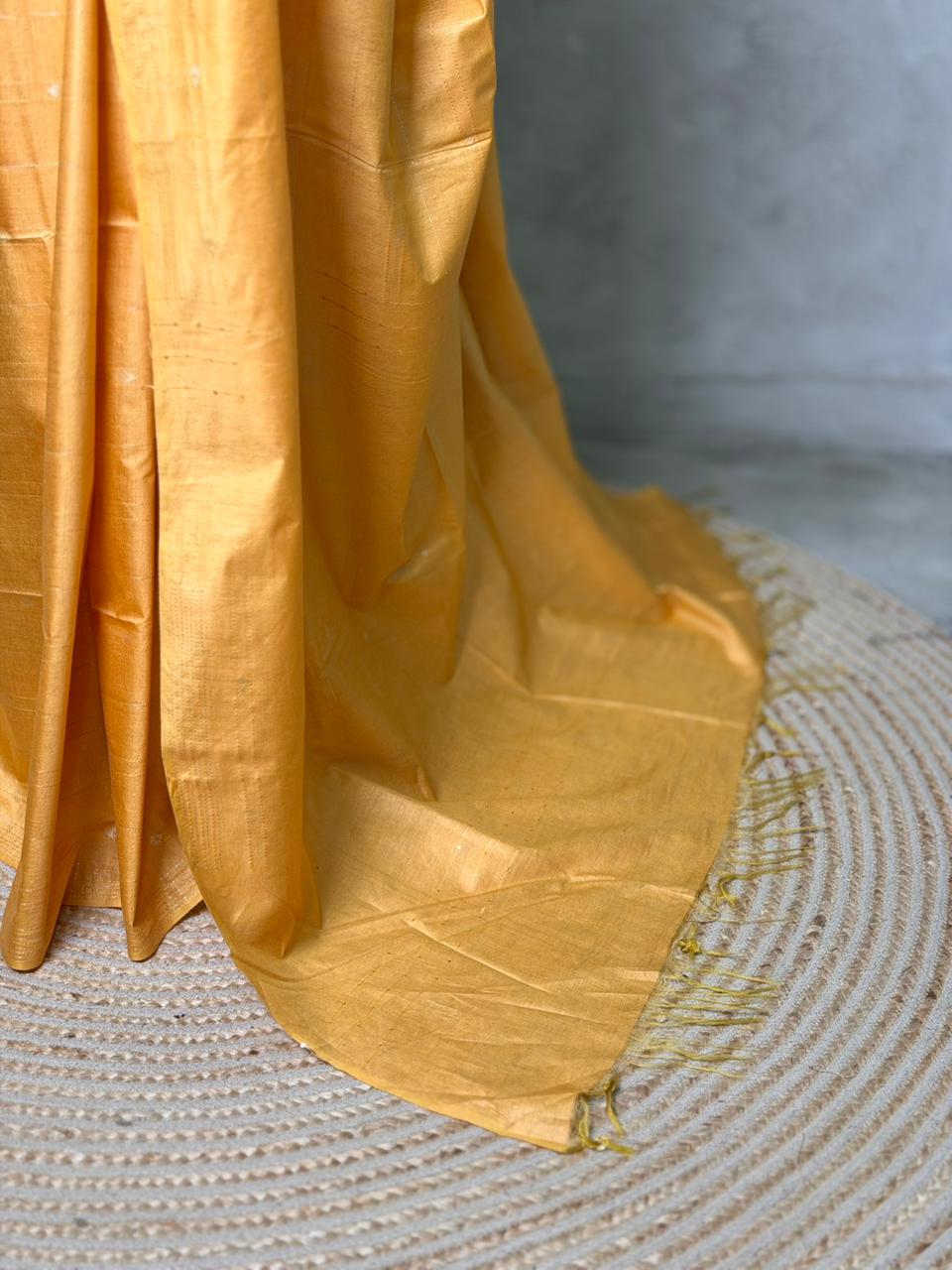 Golden Yellow Soft semi Tusser Silk saree- PBR33T18H