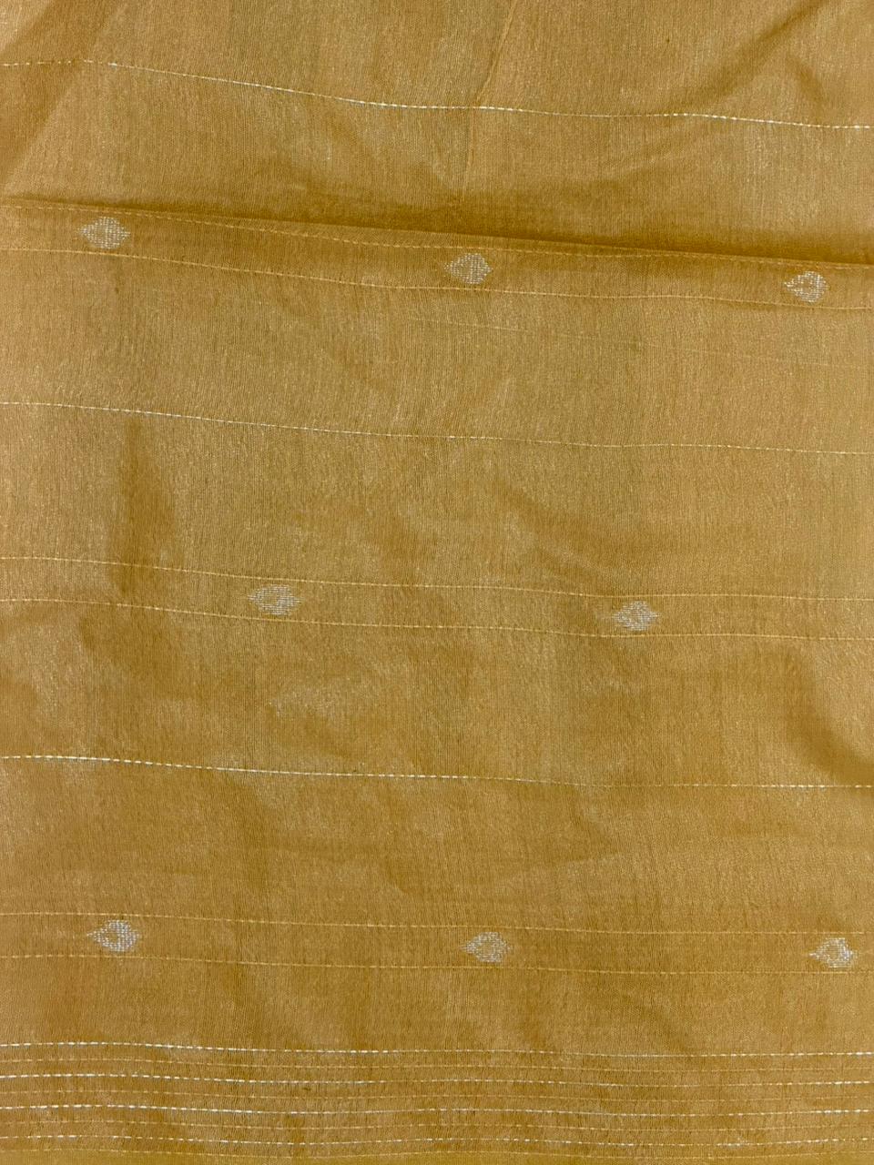 Golden Yellow Soft semi Tusser Silk saree- PBR33T18H