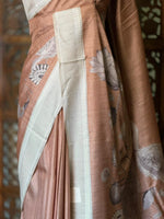Chicku shade soft Tusser Silk saree- PBR33T12AA
