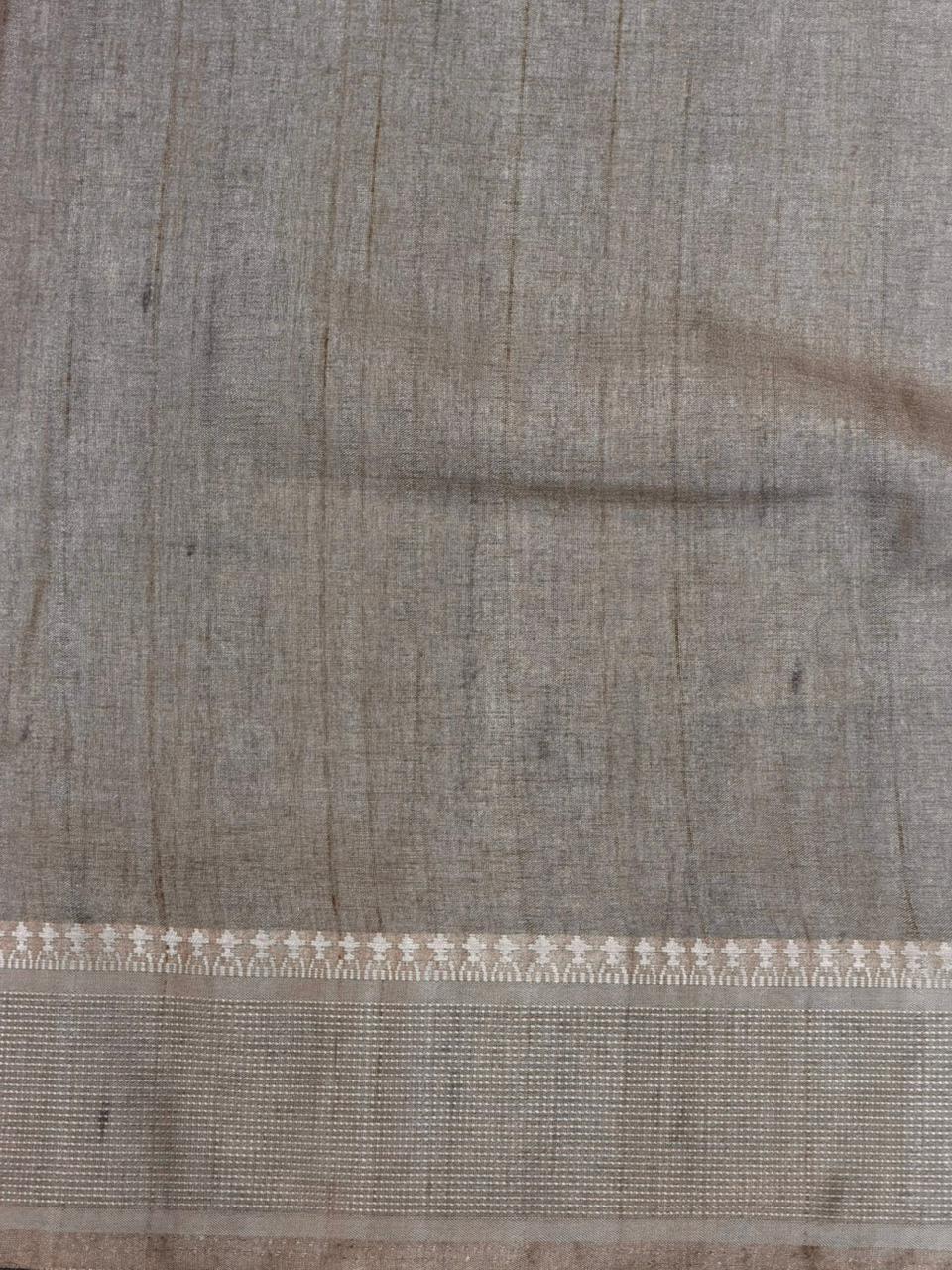 Chicku shade soft Tusser Silk saree- PBR33T12AA