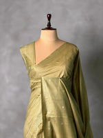 Green Soft semi Tusser Silk saree- PBR33T18I