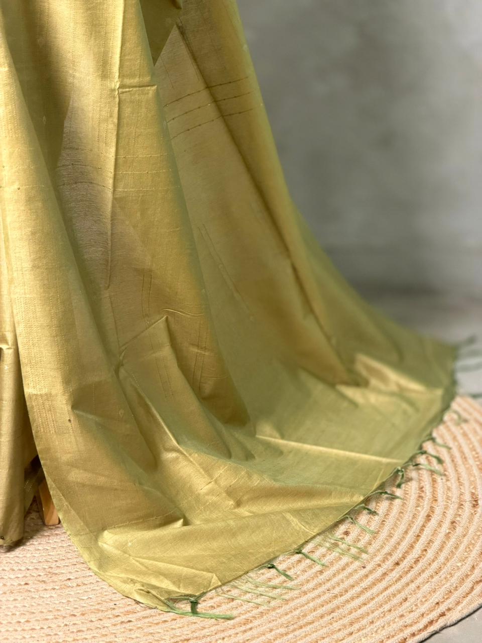 Green Soft semi Tusser Silk saree- PBR33T18I