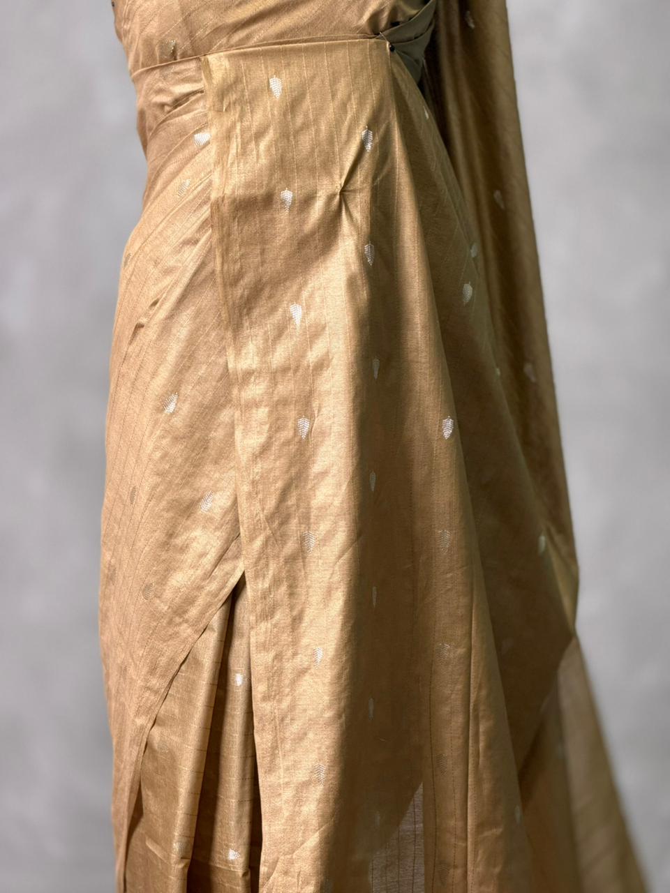 Chicku shade Soft semi Tusser Silk saree- PBR33T18k