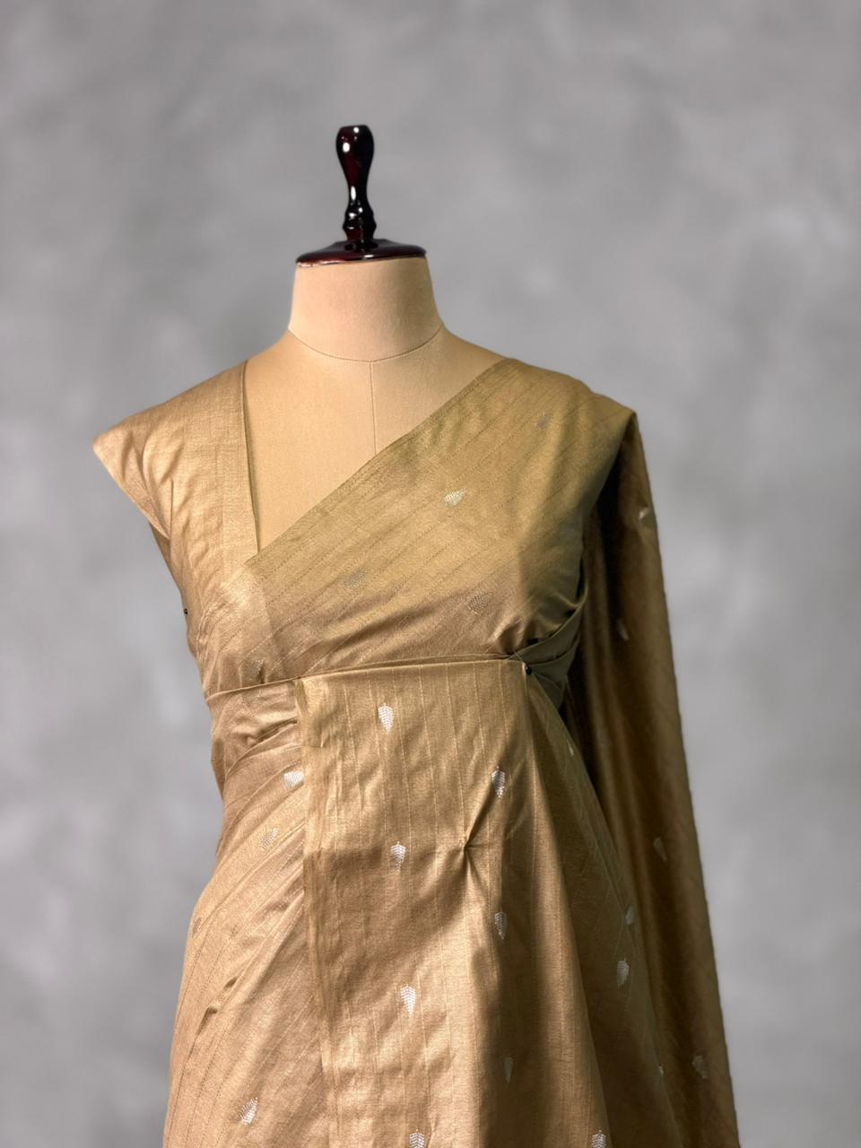 Chicku shade Soft semi Tusser Silk saree- PBR33T18k