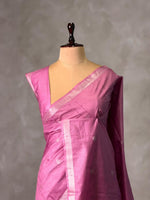 Lilac pink Soft semi Tusser Silk saree- PBR33T18M