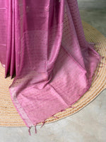 Lilac pink Soft semi Tusser Silk saree- PBR33T18M