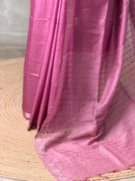 Lilac pink Soft semi Tusser Silk saree- PBR33T18M