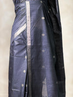 Navy blue Soft semi Tusser Silk saree- PBR33T18j