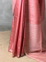 Pinkish Peach Soft semi Tusser Silk saree- PBR33T18O