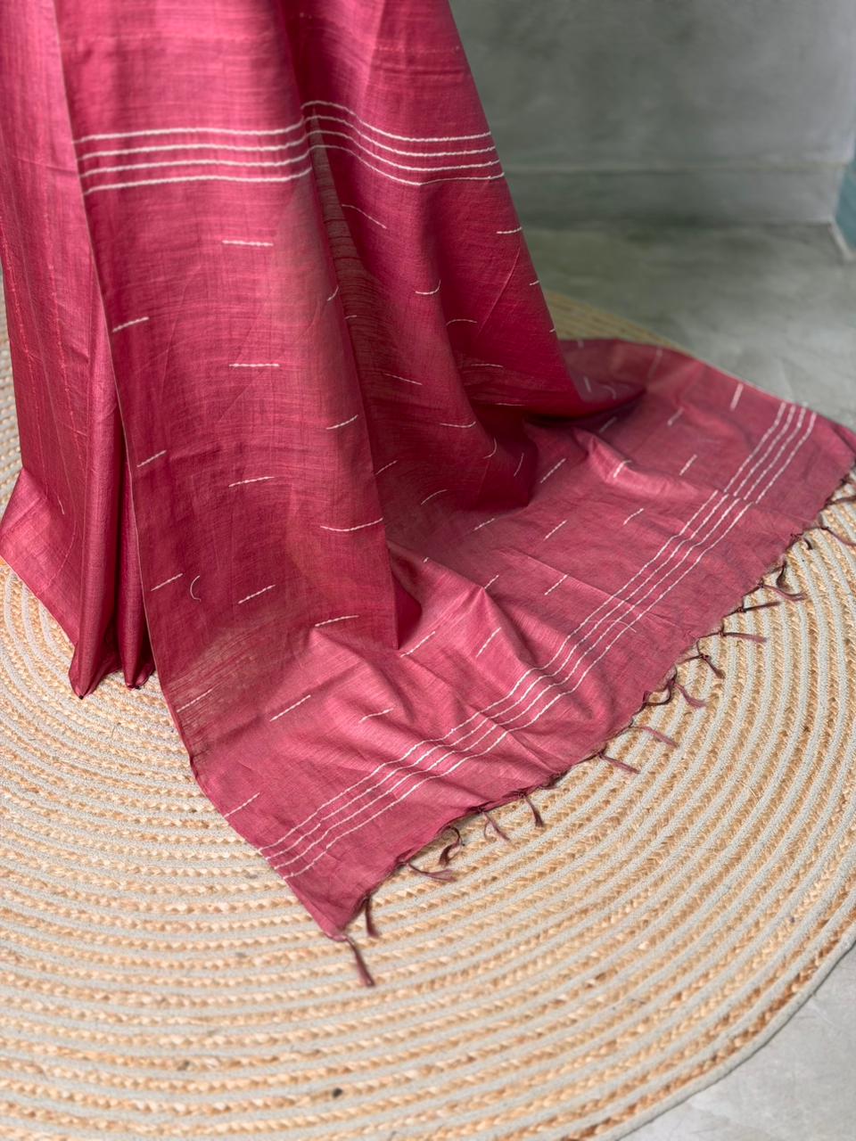 mauve Pink Soft semi Tusser Silk saree- PBR33T18P