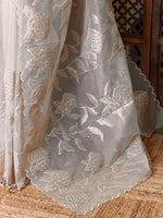 sandal and rosegoldorganza silk saree- PBR43D