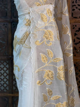 sandal and goldorganza silk saree- PBR43G