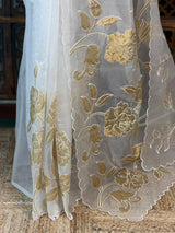 sandal and goldorganza silk saree- PBR43G