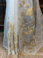 sandal and goldorganza silk saree- PBR43G