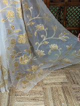 sandal and goldorganza silk saree- PBR43G