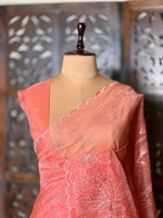 Peachorganza silk saree- PBR43B