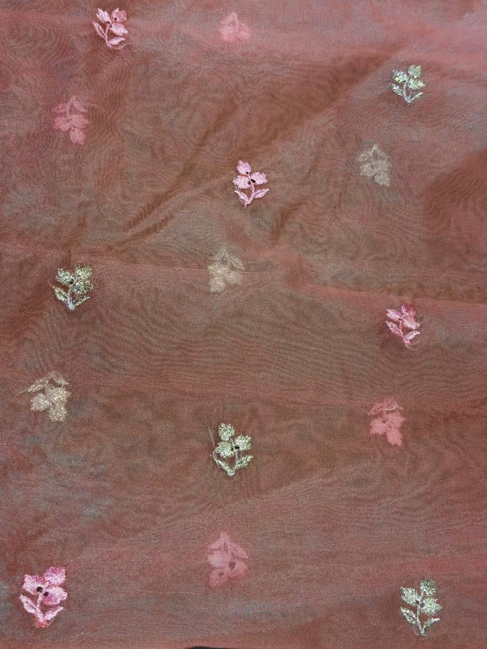 Peachorganza silk saree- PBR43B