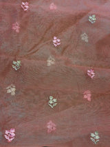 Peach Turkish organza silk saree- PBR43B