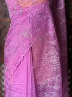 Lilac pink organza silk saree- PBR43A