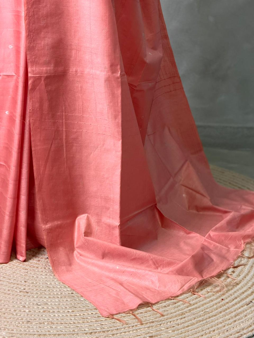 Peach Soft semi Tusser Silk saree- PBR33T18R