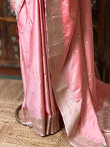 Pink pure zatin Banarasi silk saree - RAZ2