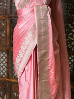 Pink pure zatin Banarasi silk saree - RAZ2